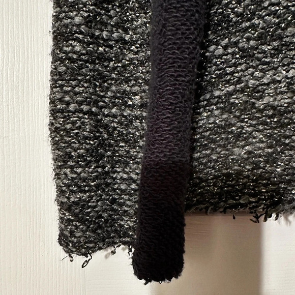 ANTHROPOLOGIE Cartonnier RARE! L Black Gray Tweed Snap Wool Blend Jacket RAW HEM - Picture 6 of 14